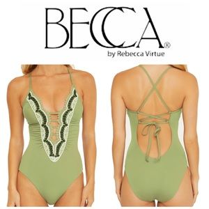 NEW BECCA Delilah Clare Plunge One-Piece Swimsuit
